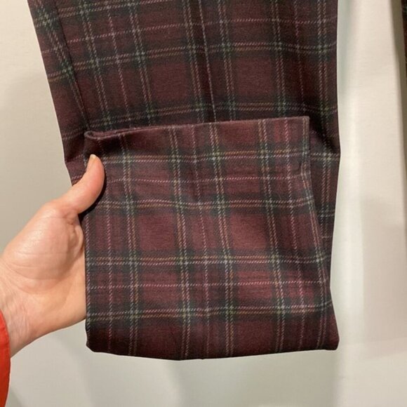 Laura Burgundy Plaid Pull-up Leggings Pants Size 14 - Picture 5 of 12